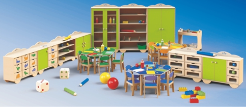 Cabinets tables and chairs for kindergarten zoocolori line