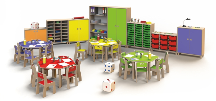 Tables chairs and cabinets for children girotondo line