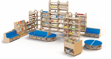 Cabinets for reading area and library zoocolori line